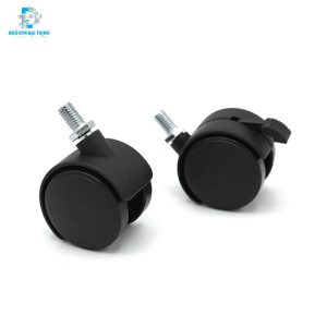 Bánh xe nhựa chịu lực chốt vặn khóa hãm ( màu đen)