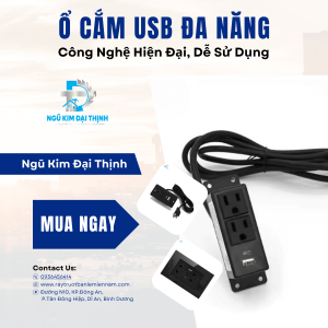 Ổ CẮM USB 03 CHẤU + 1 CỔNG USB-A + 1 CỔNG TYPE-C ( 2 ổ cắm)