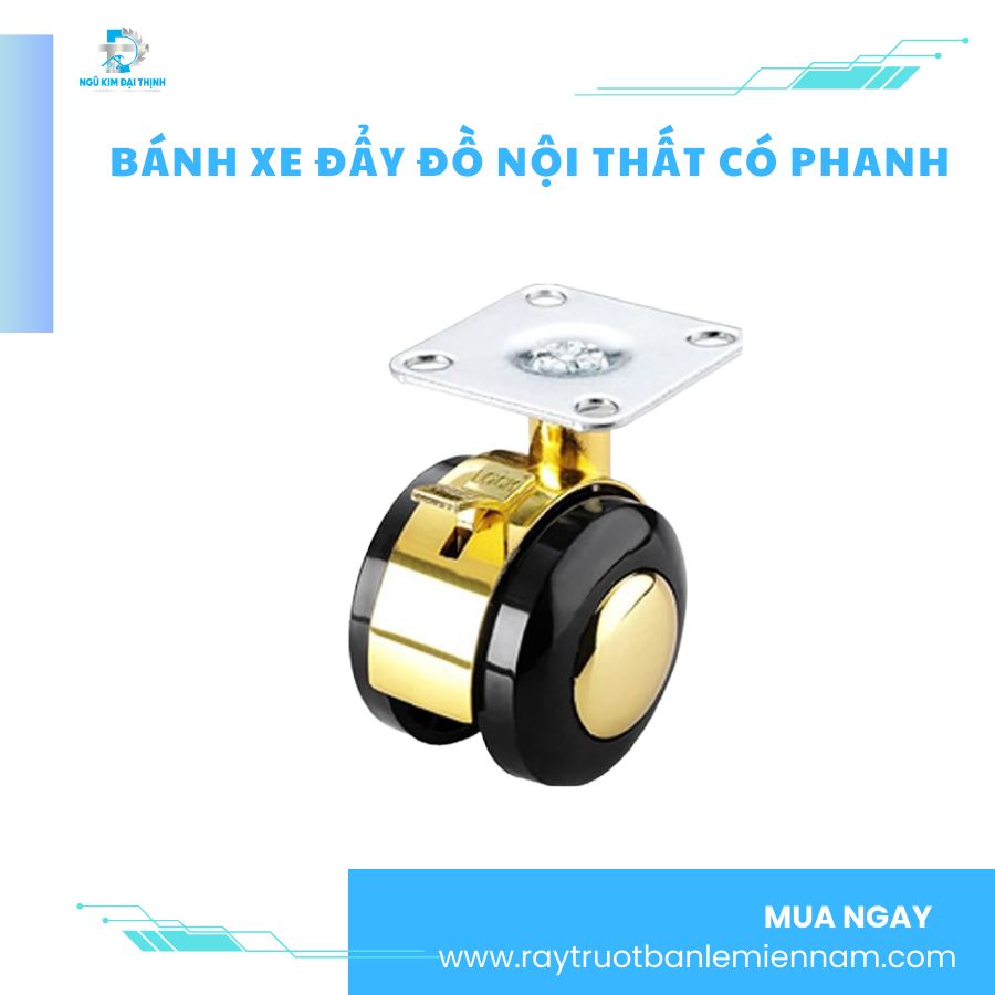 Bánh xe đẩy đồ nội thất có phanh