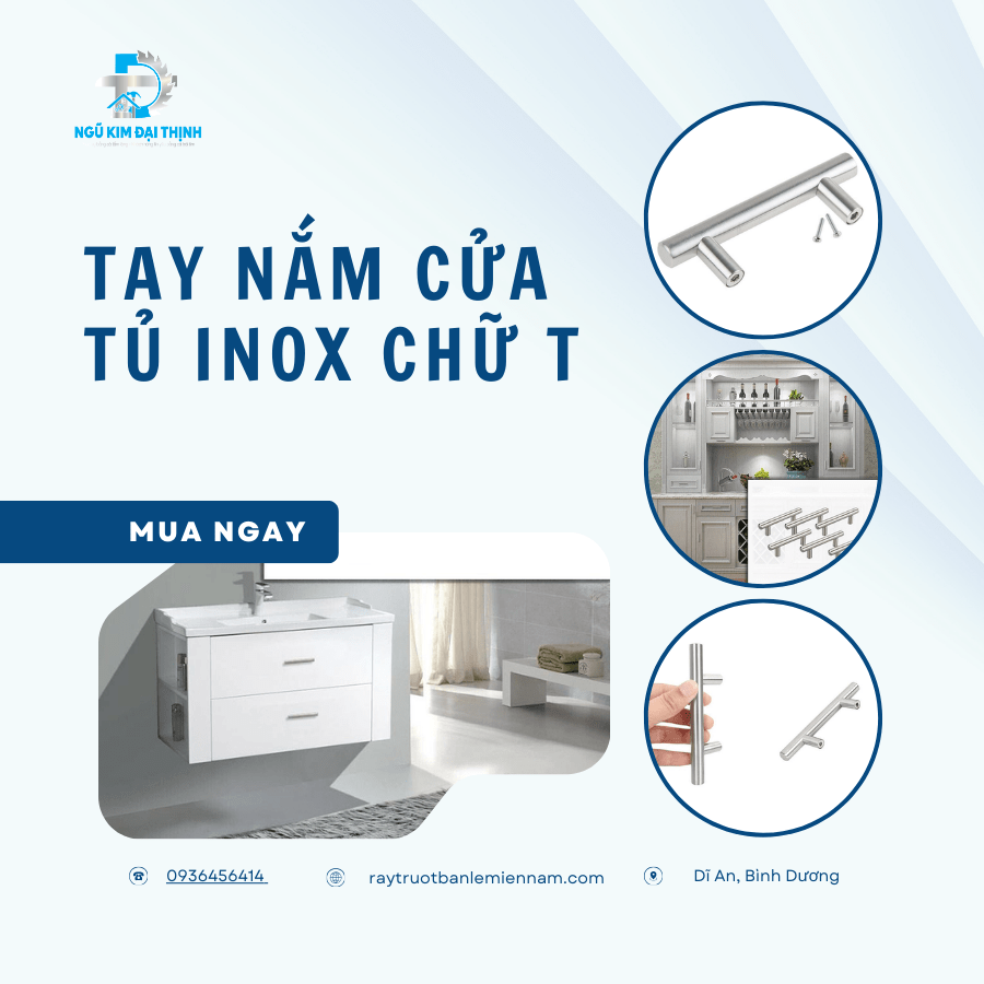 Tay Nắm Cửa Tủ INOX Chữ T