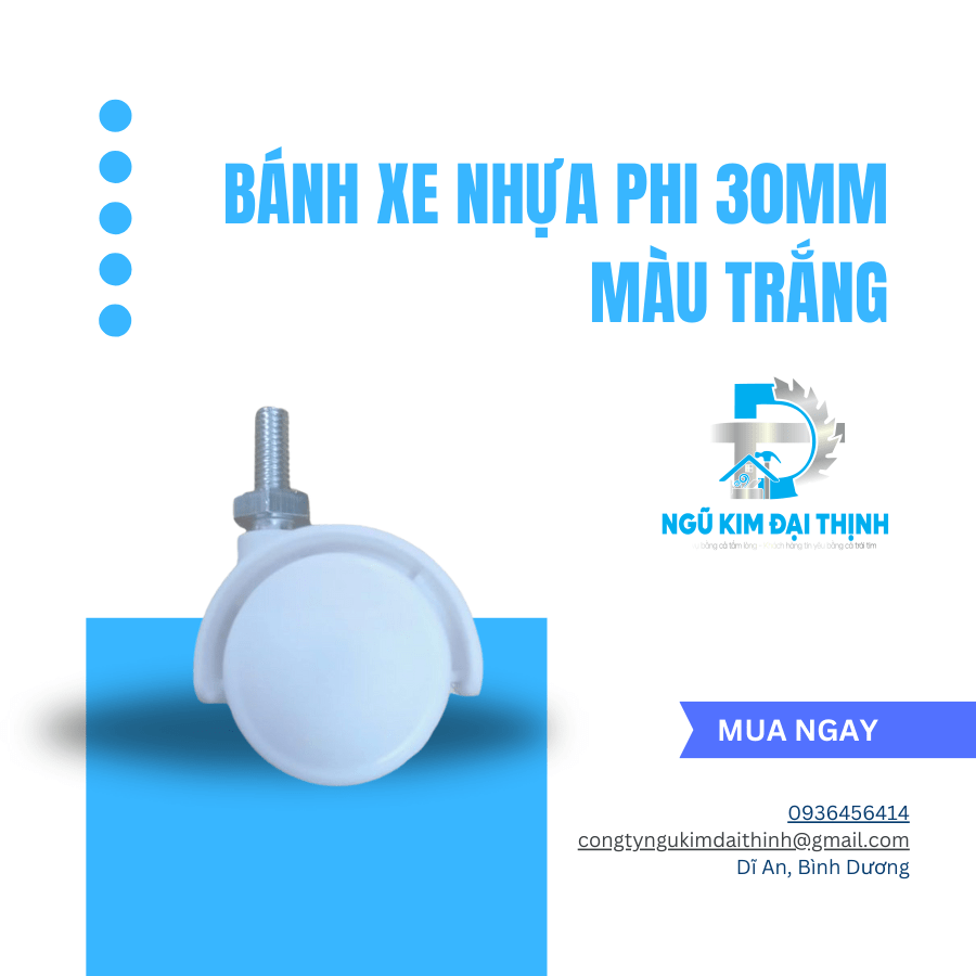 Bánh xe nhựa phi 30mm màu trắng